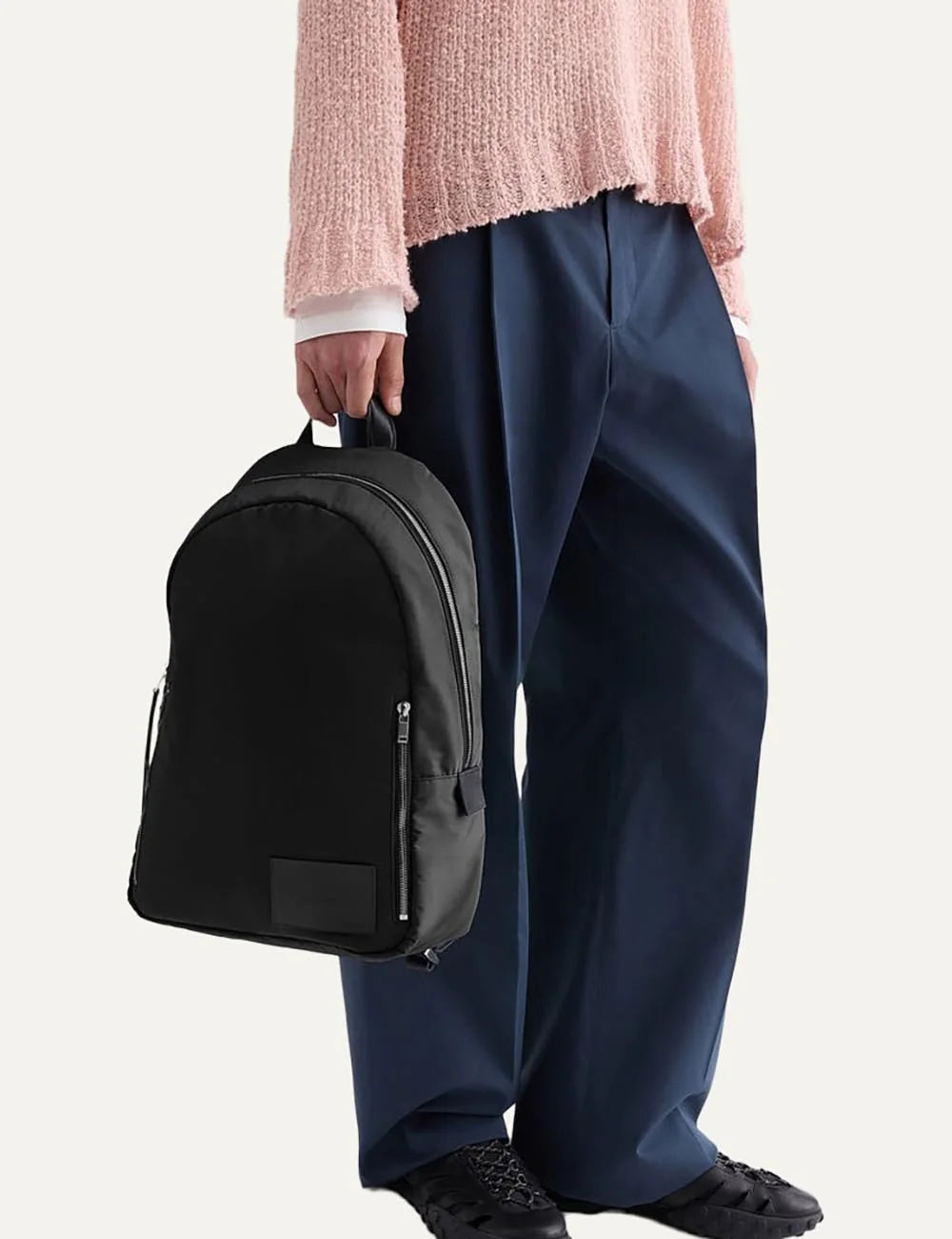 Jil Sander Men’s Black Nylon Leather-Trim Backpack full