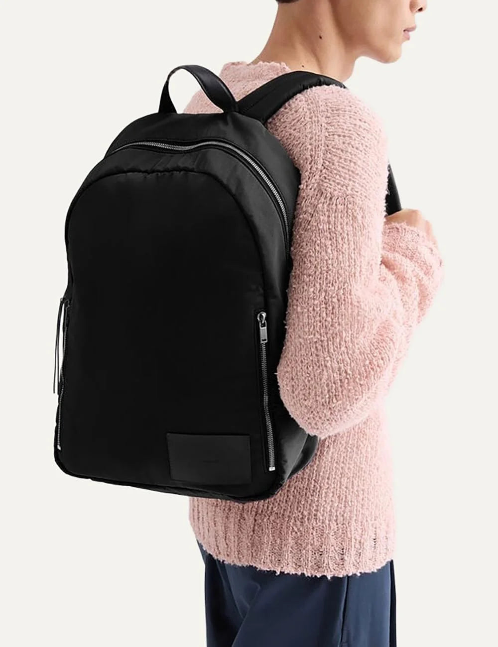 Jil Sander Men’s Black Nylon Leather-Trim Backpack model