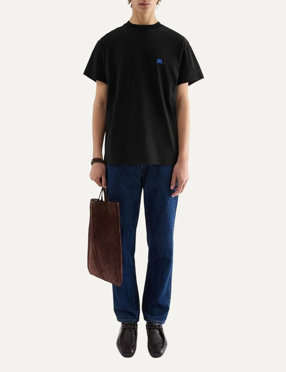 Jil Sander Men’s Black Organic Cotton Logo T-Shirt full body