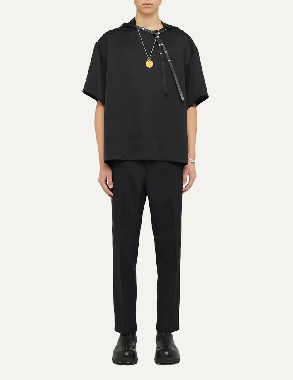 Jil Sander Men’s Black Recycled Polyester Gabardine Trousers full body