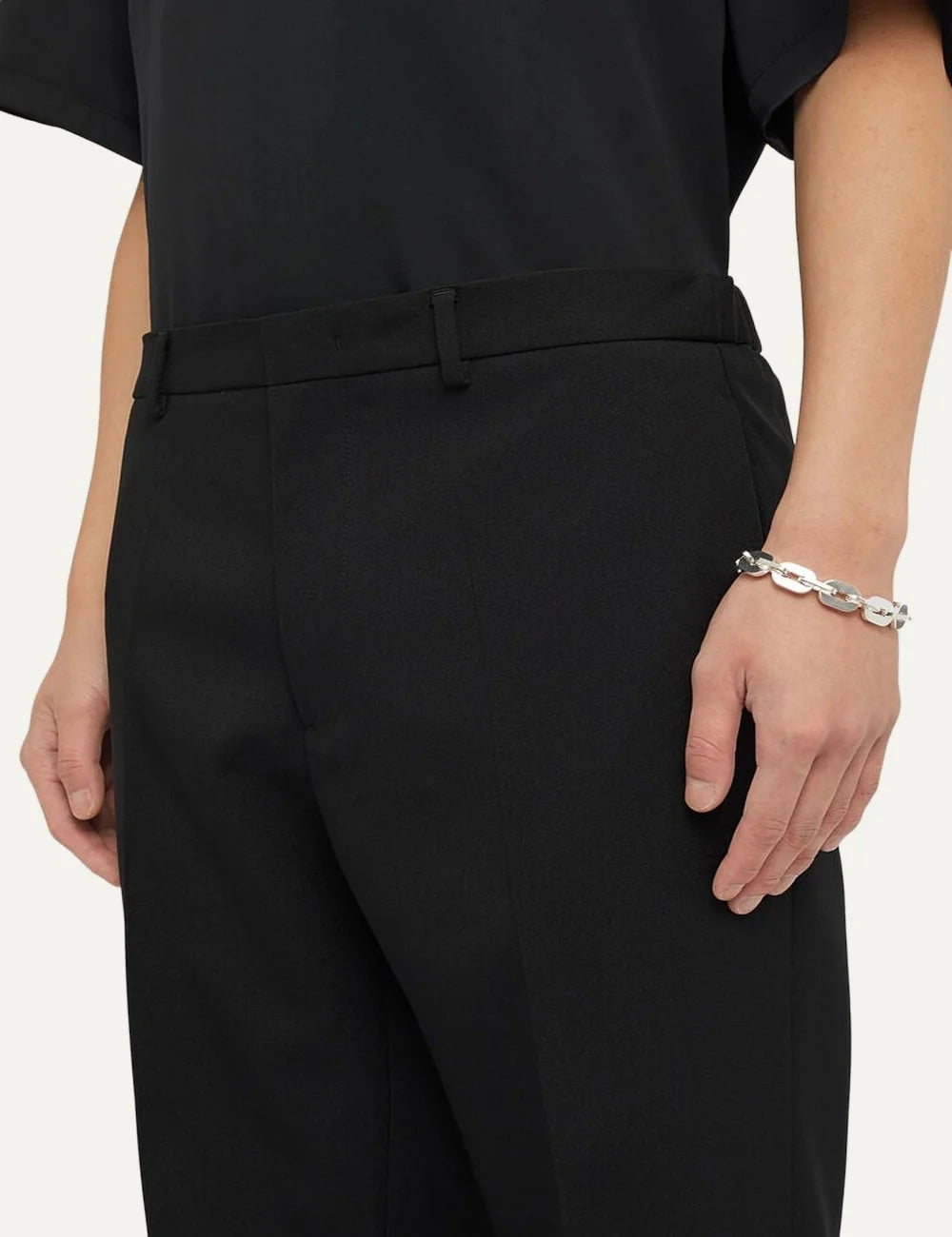 Jil Sander Men’s Black Recycled Polyester Gabardine Trousers detail