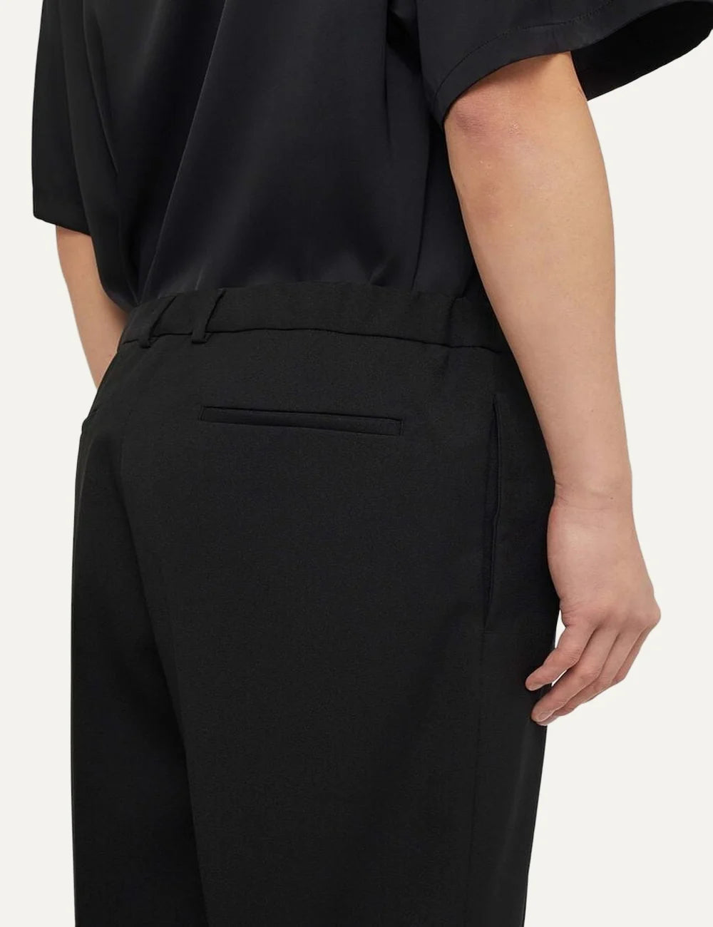 Jil Sander Men’s Black Recycled Polyester Gabardine Trousers back detail