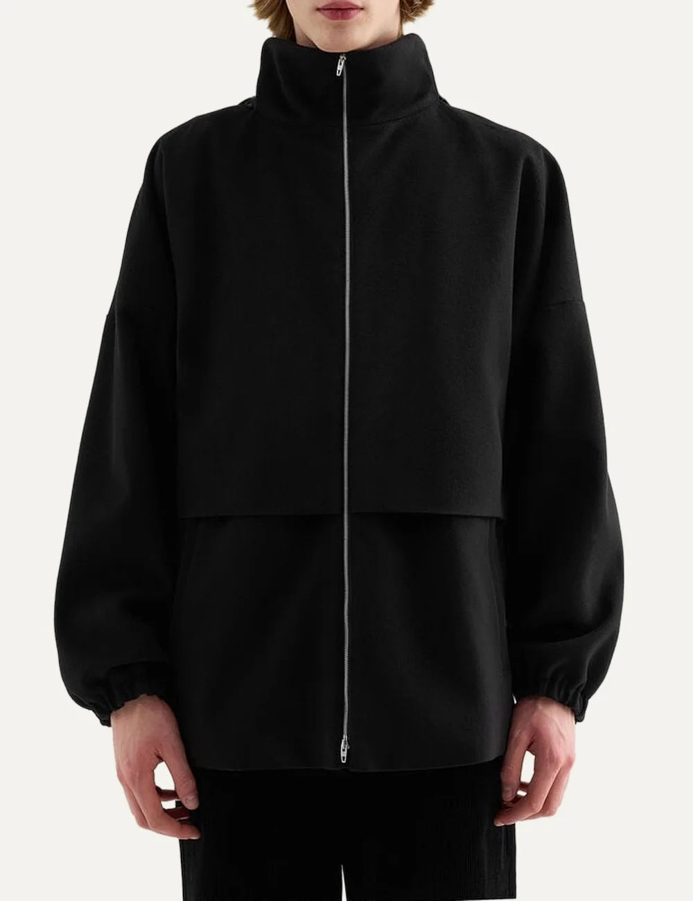 Jil Sander Men’s Black Water-Repellent Wool Jacket model