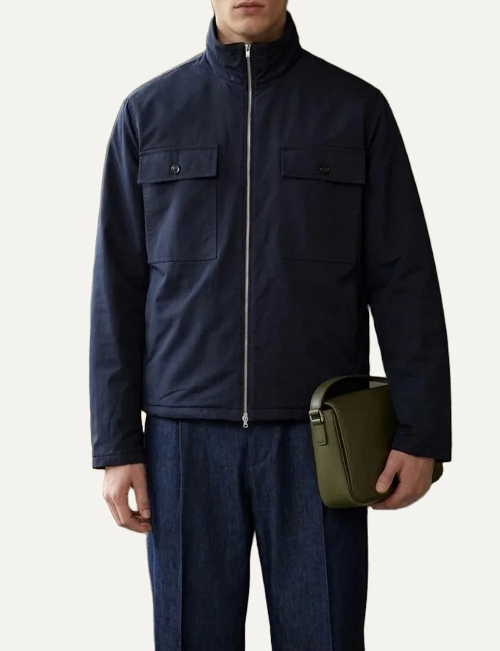 Jil Sander Men’s Black Water-Repellent Wool Jacket model