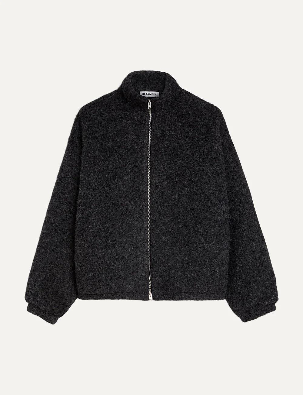Jil Sander Men’s Charcoal Wool Fleece Zip-Up Jacket