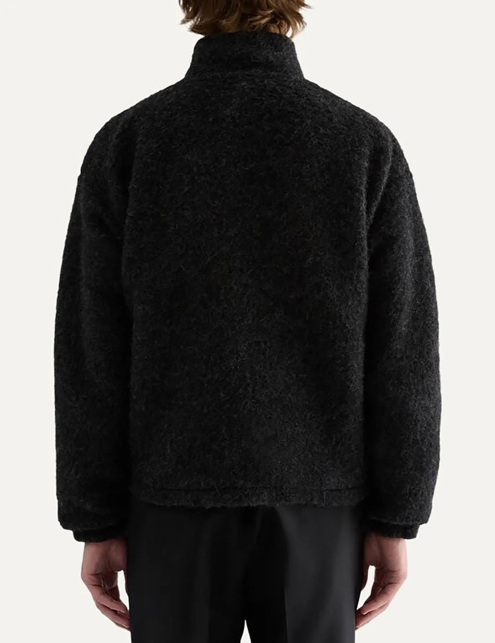 Jil Sander Men’s Charcoal Wool Fleece Zip-Up Jacket back