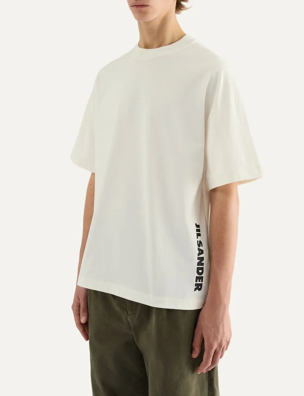 Jil Sander Men’s Ecru Cotton Logo T-Shirt side
