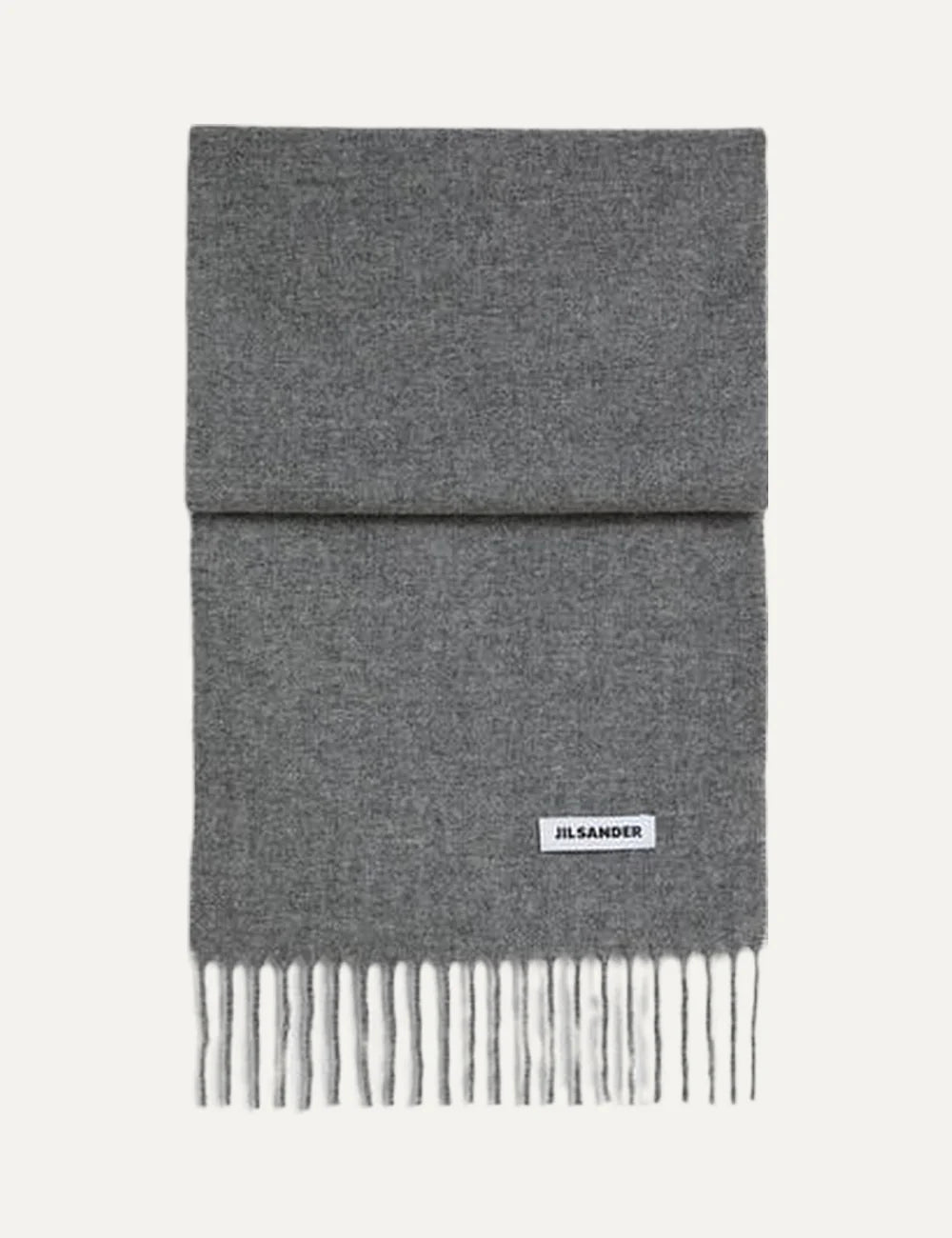 Jil Sander Men’s Grey Virgin Wool Fringed Scarf