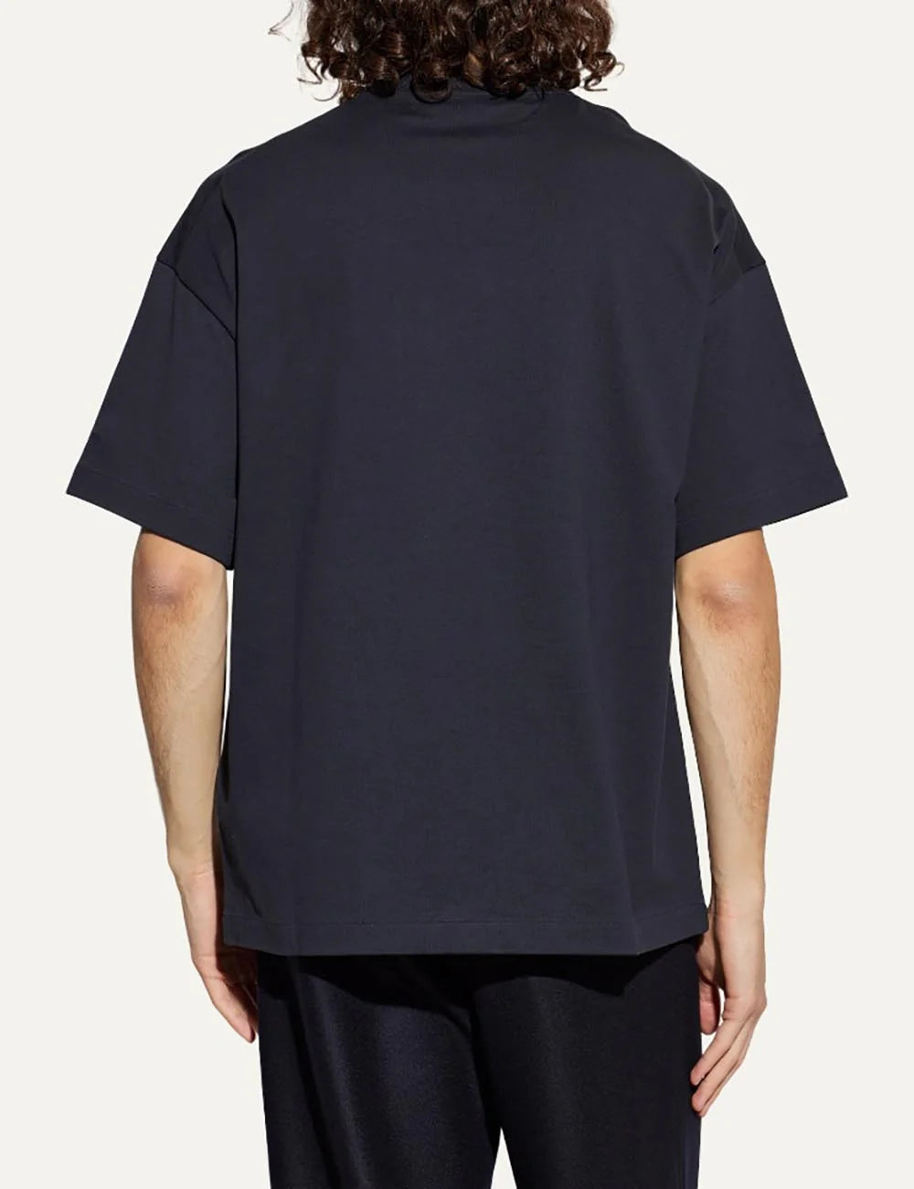 ALT TEXT: Jil Sander Men’s Navy Cotton Logo T-Shirt back