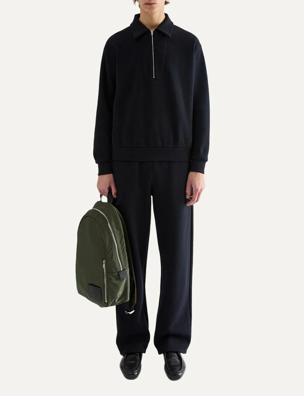 Jil Sander Men’s Navy Cotton-Wool Jersey Sweatpants full body