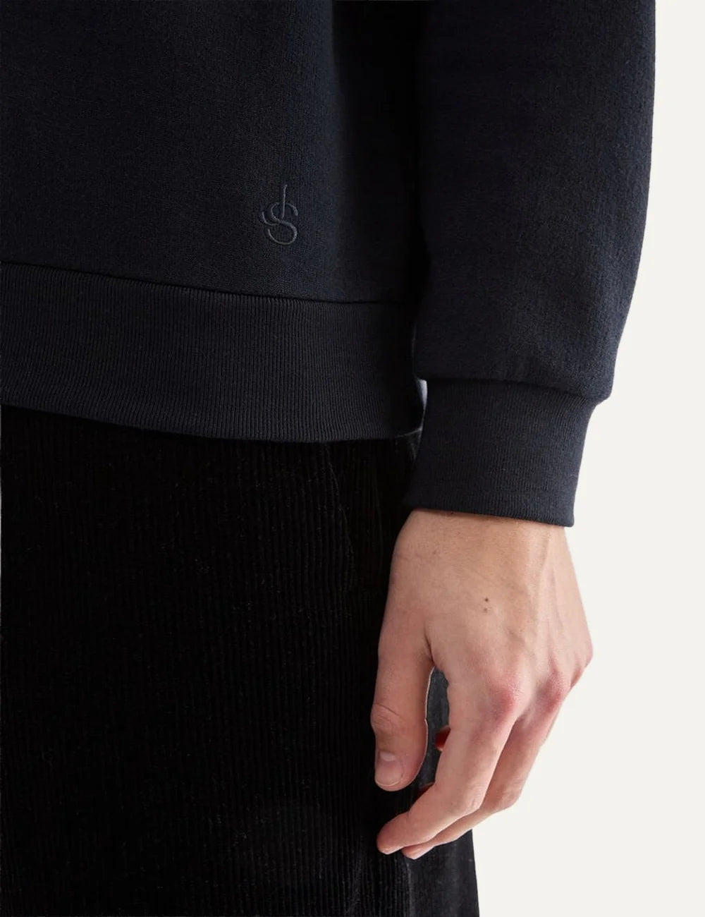 Jil Sander Men’s Navy Cotton-Wool Polo Sweatshirt detail side