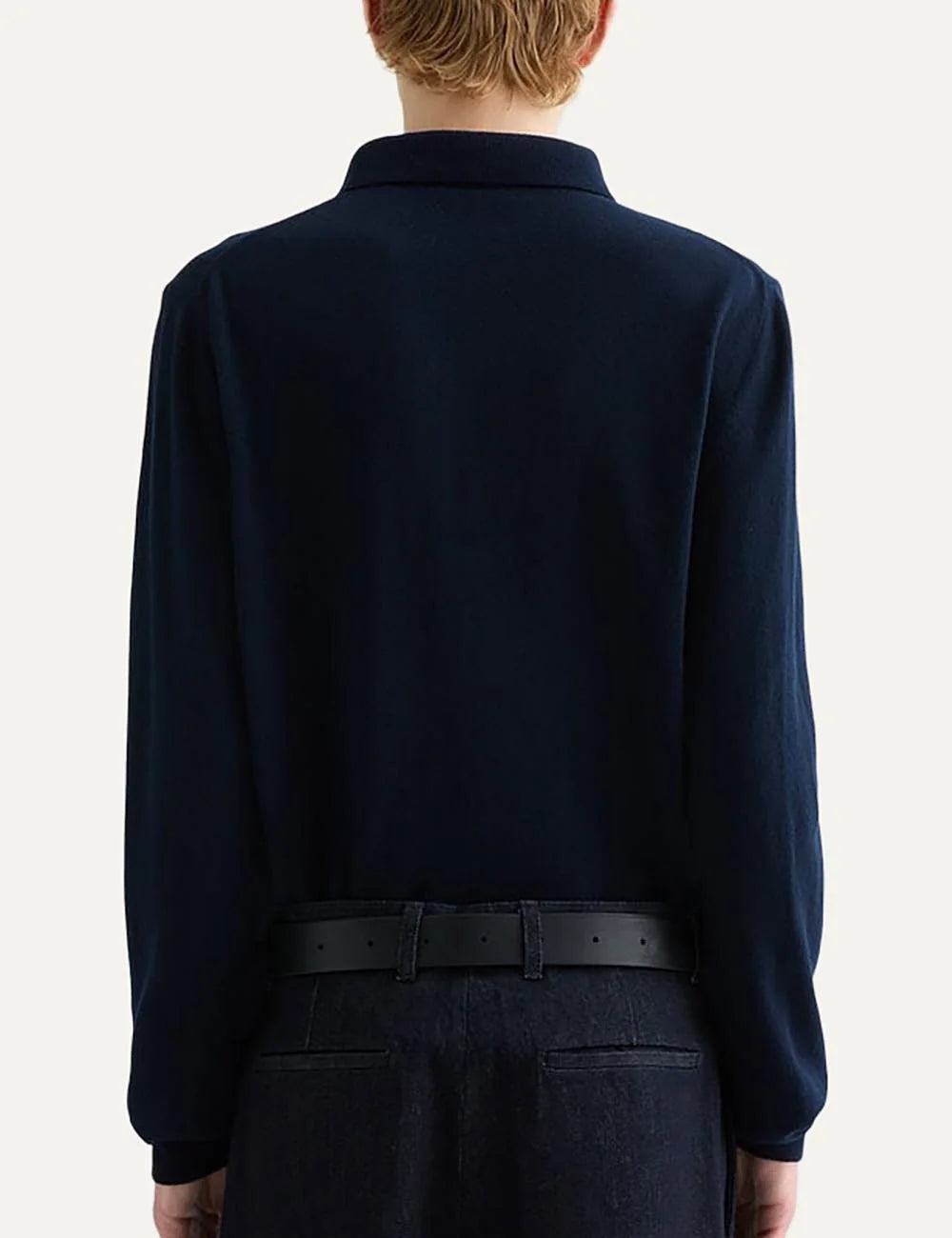 Jil Sander Men’s Navy Wool Knitted Polo Shirt back