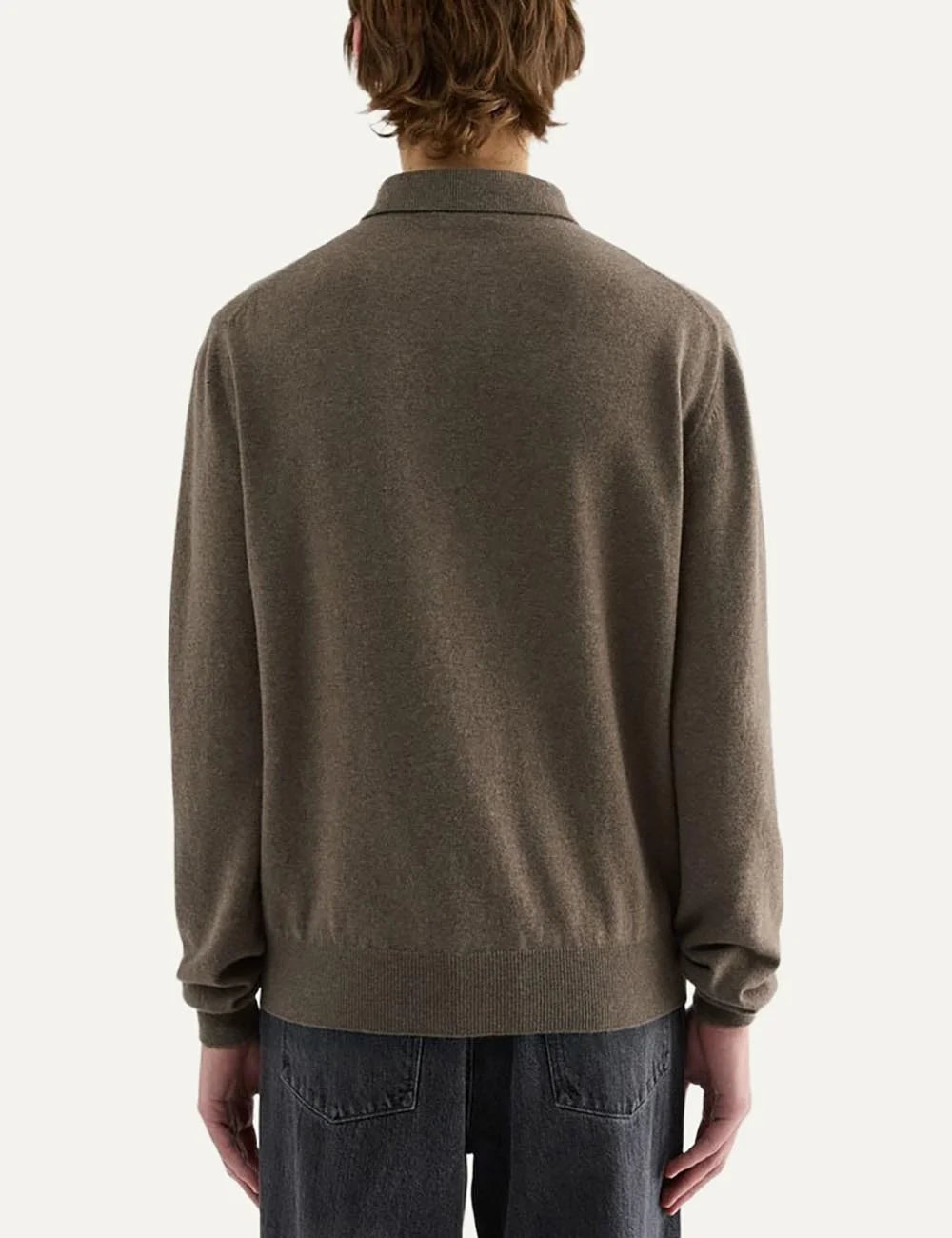 Jil Sander Men’s Taupe Wool Knitted Polo Shirt back