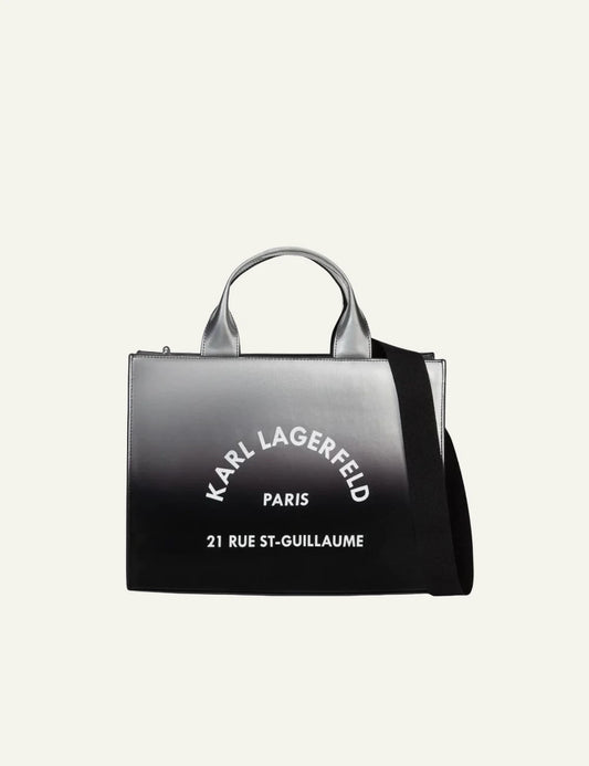 Karl Lagerfeld medium tote bag in black and grey degradé with logo print
