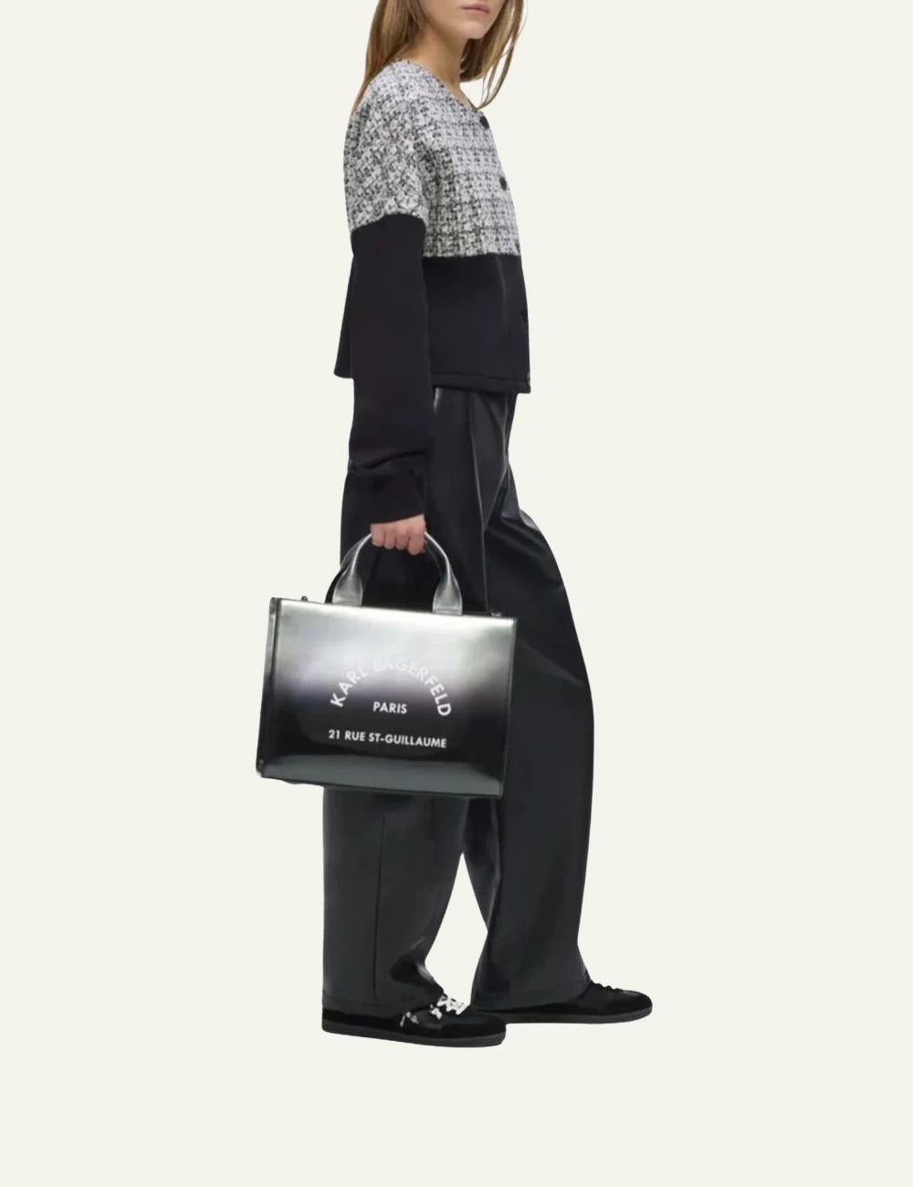 Karl Lagerfeld medium tote bag in black and grey degradé with logo print model