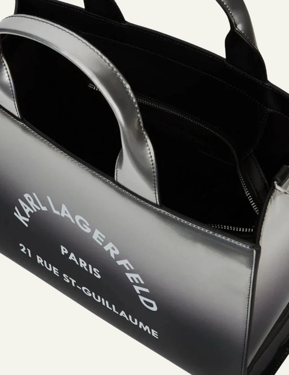 Karl Lagerfeld medium tote bag in black and grey degradé with logo print top