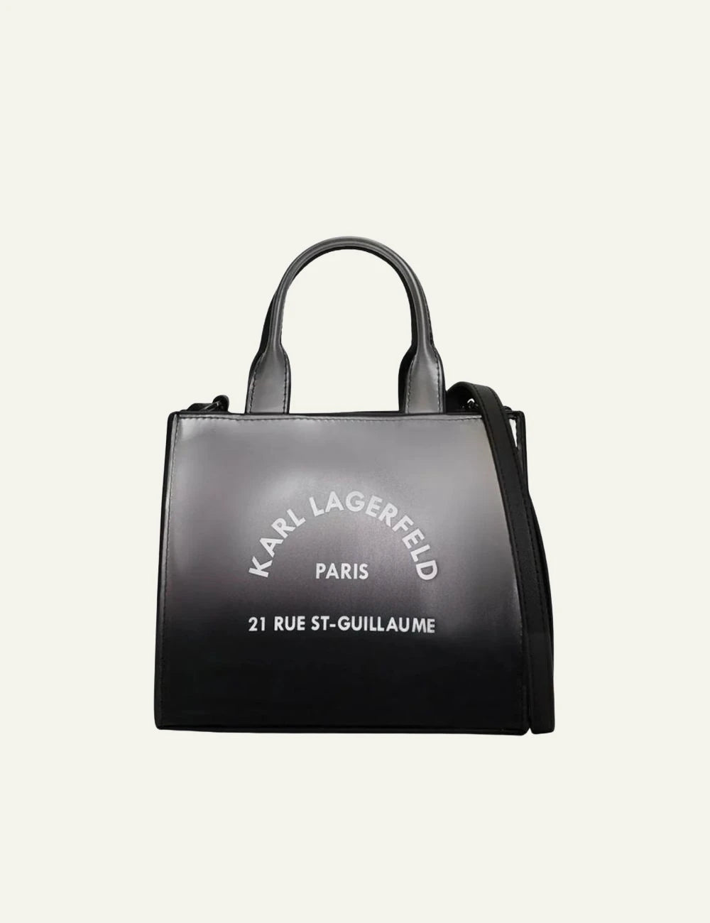 Karl Lagerfeld mini tote bag in black and grey degradé with logo print