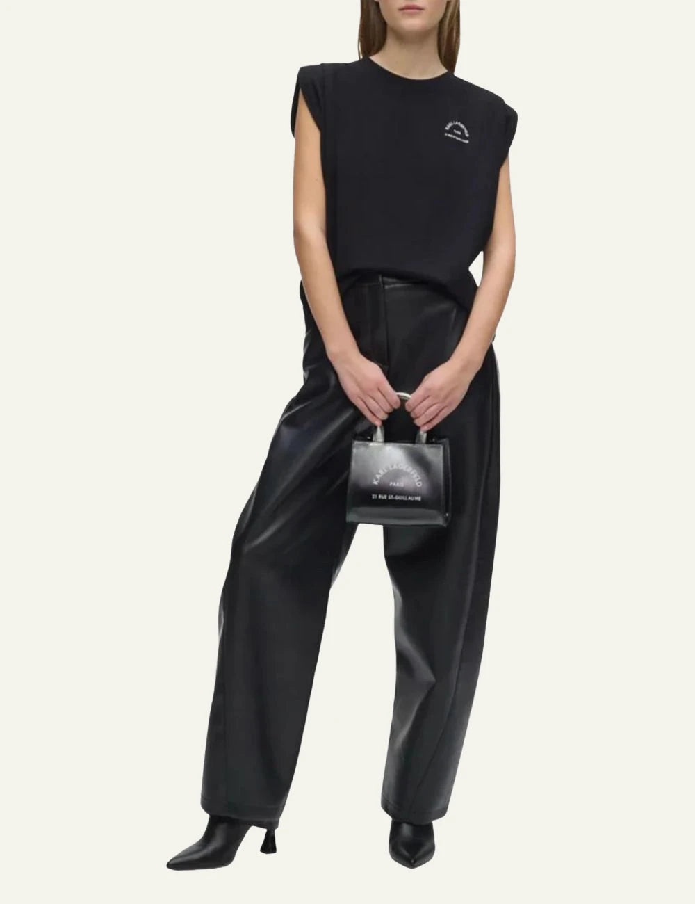 Karl Lagerfeld mini tote bag in black and grey degradé with logo print full body