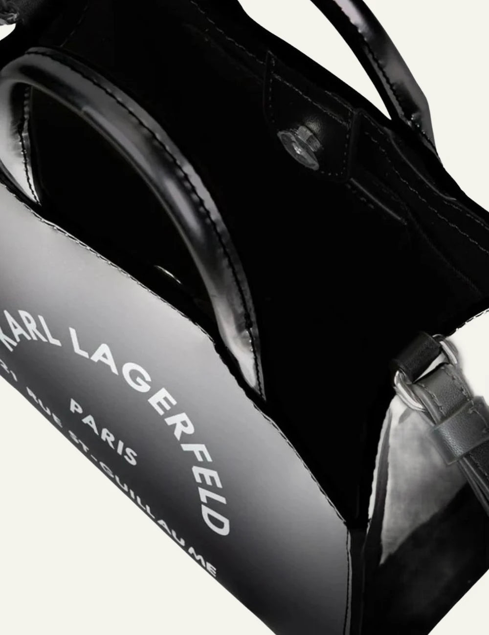 Karl Lagerfeld mini tote bag in black and grey degradé with logo print top