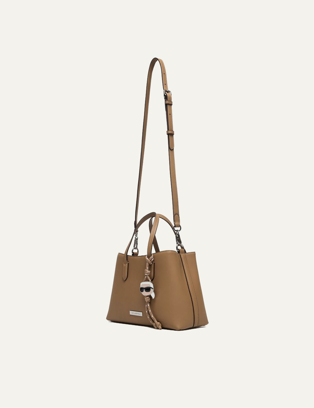 Karl Lagerfeld brown tote bag front view με διπλά χερούλια