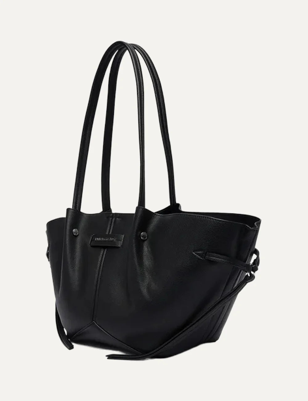 Karl Lagerfeld women's black faux leather large shoulder bag side