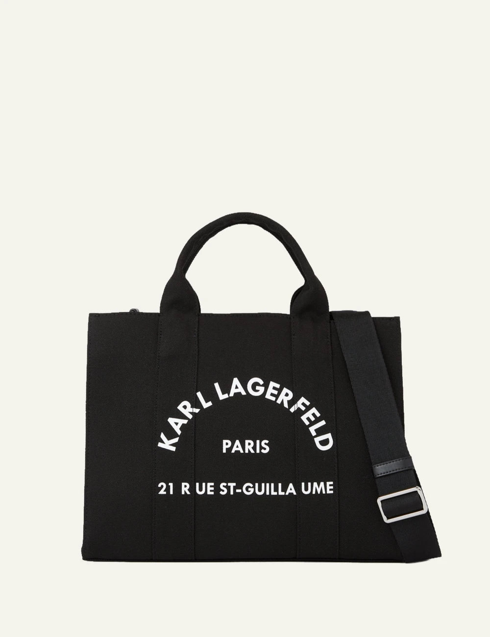 Karl Lagerfeld 240W3892999 square medium tote black logo front view