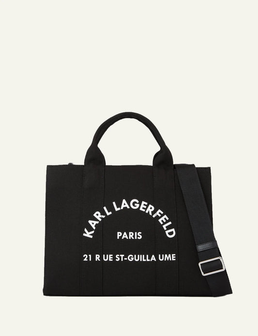 Karl Lagerfeld 240W3892999 square medium tote black logo front view