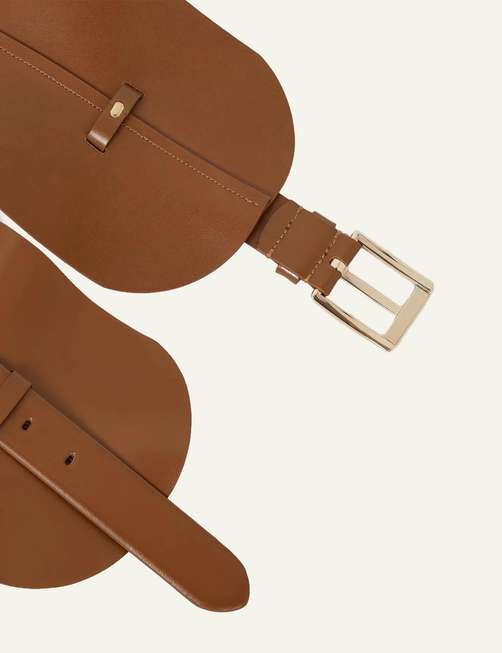 Karl Lagerfeld A1W33063 k essential multifunction belt dark tan wide waist front detail