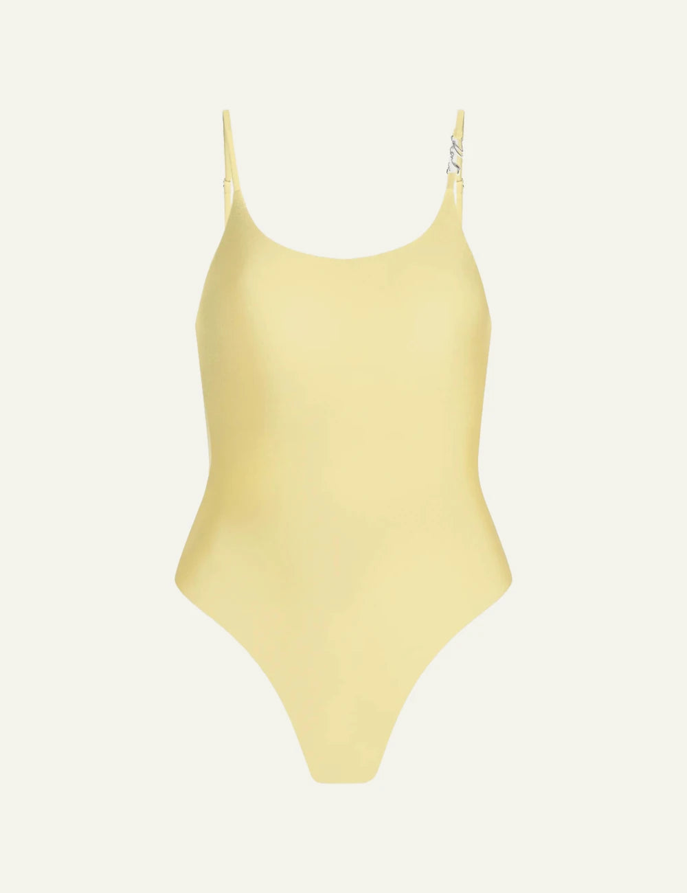 Karl Lagerfeld cheeky swimsuit yellow high leg scoop neck front