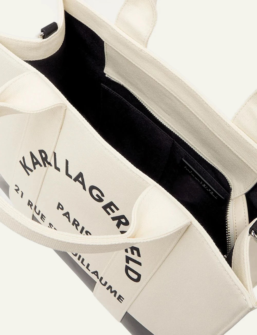 Karl Lagerfeld A3W50025101 medium tote white black Rue St Guillaume logo top