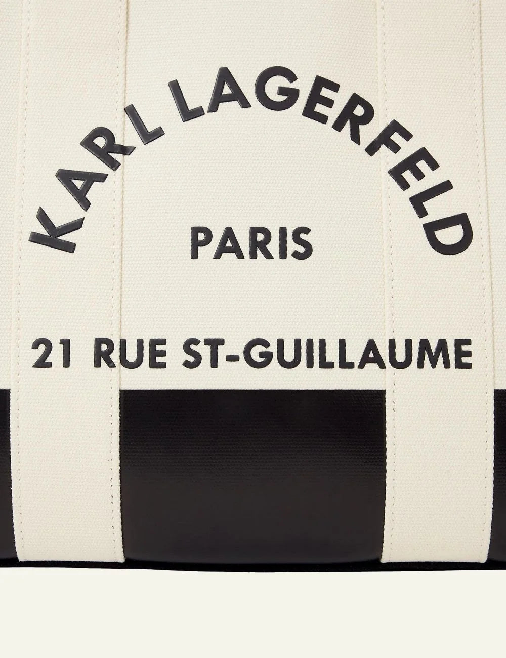 Karl Lagerfeld A3W50025101 medium tote white black Rue St Guillaume logo front detail