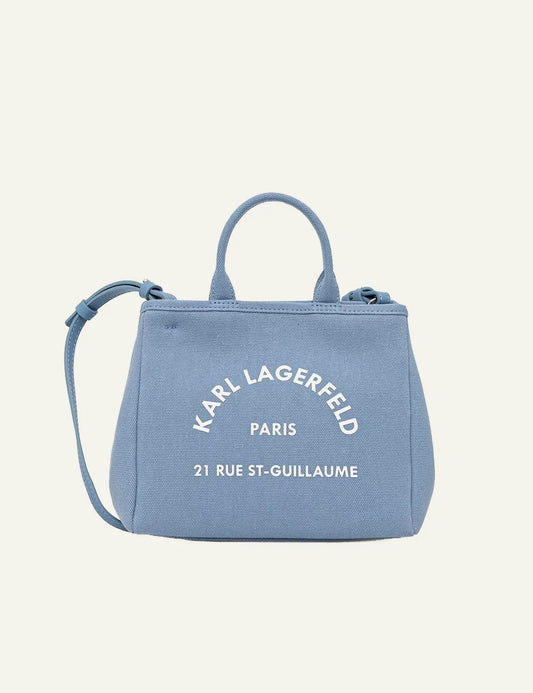 Karl Lagerfeld B2W50003 trapeze mini shopper blue bloom canvas logo front
