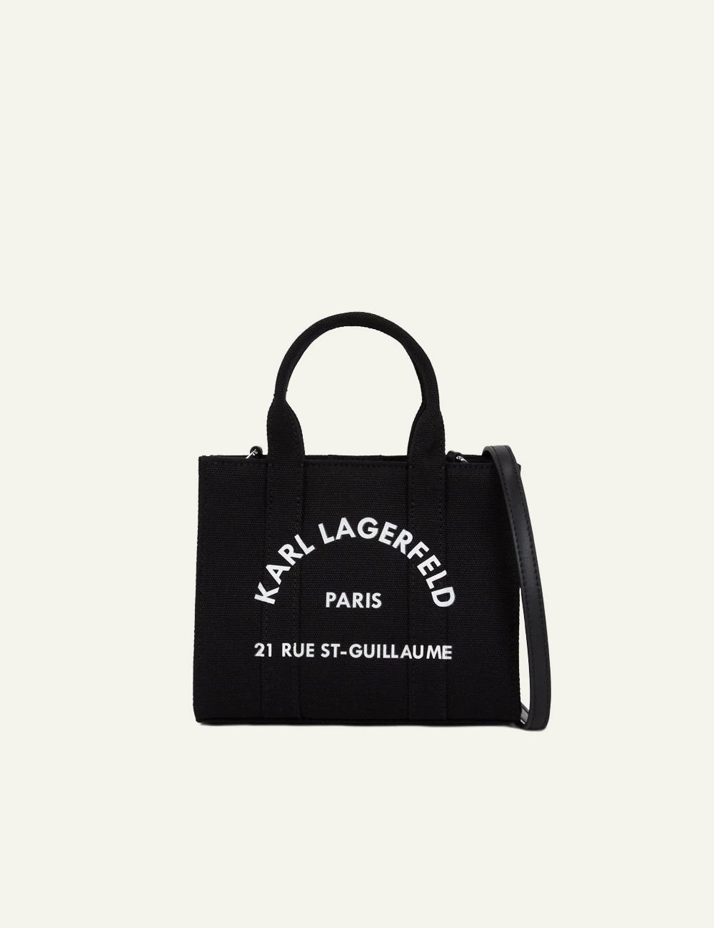 Karl Lagerfeld A3W50118999 square mini tote black Rue St Guillaume logo front