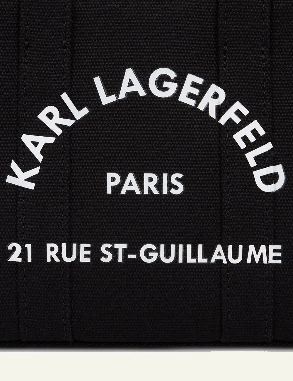Karl Lagerfeld A3W50118999 square mini tote black Rue St Guillaume logo front detail