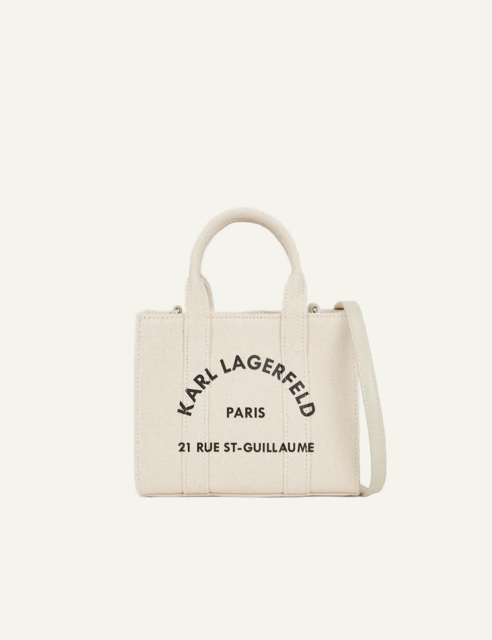 Karl Lagerfeld A3W50118 square mini tote natural Rue St Guillaume logo front