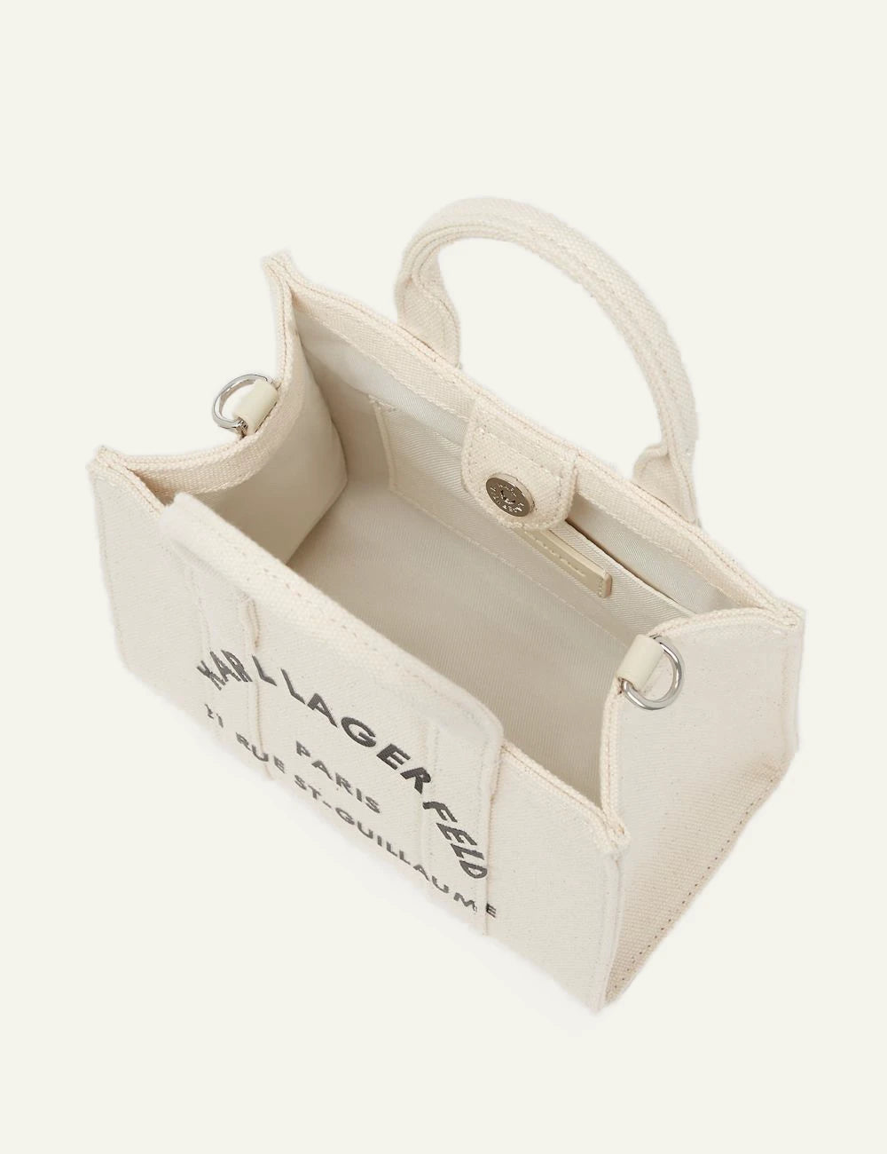 Karl Lagerfeld A3W50118 square mini tote natural Rue St Guillaume logo top