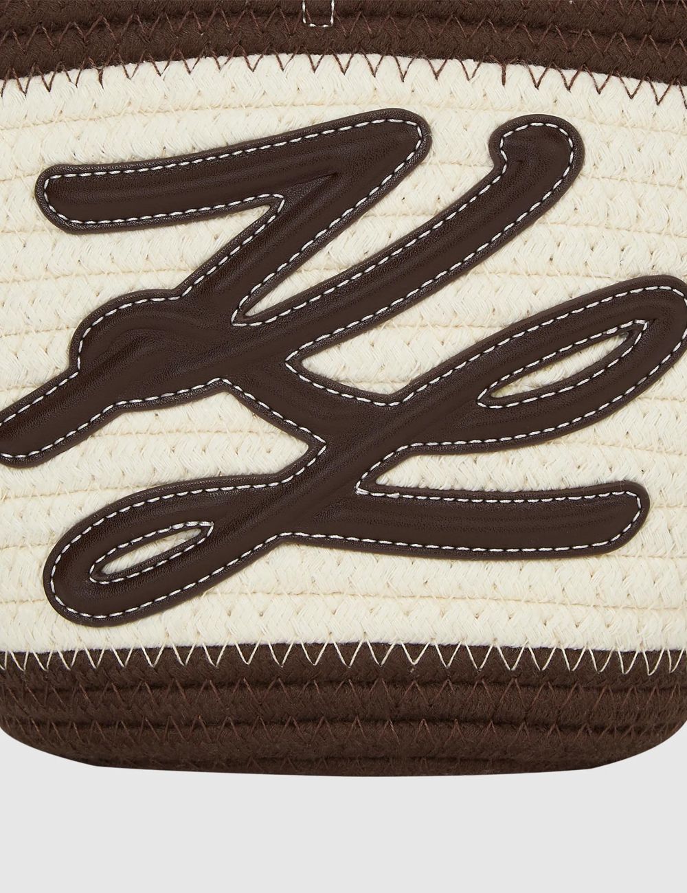 Karl Lagerfeld B1W460812EP rope small bag natural brown autograph logo front  detail view