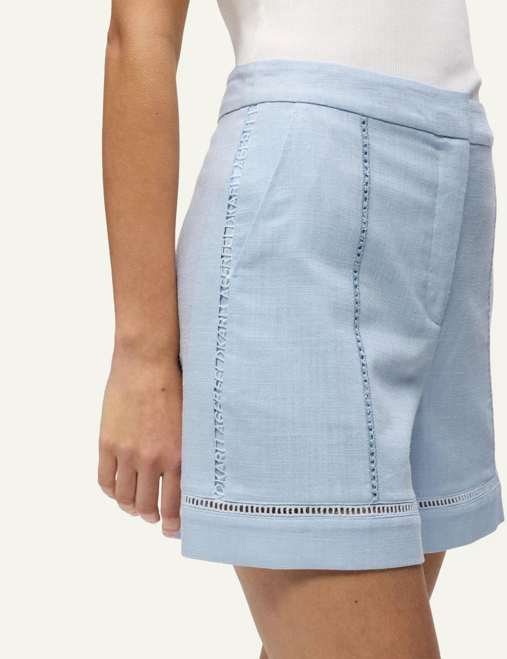 Karl Lagerfeld B2W100221KZ embroidery shorts kentucky blue tailored high waist side view