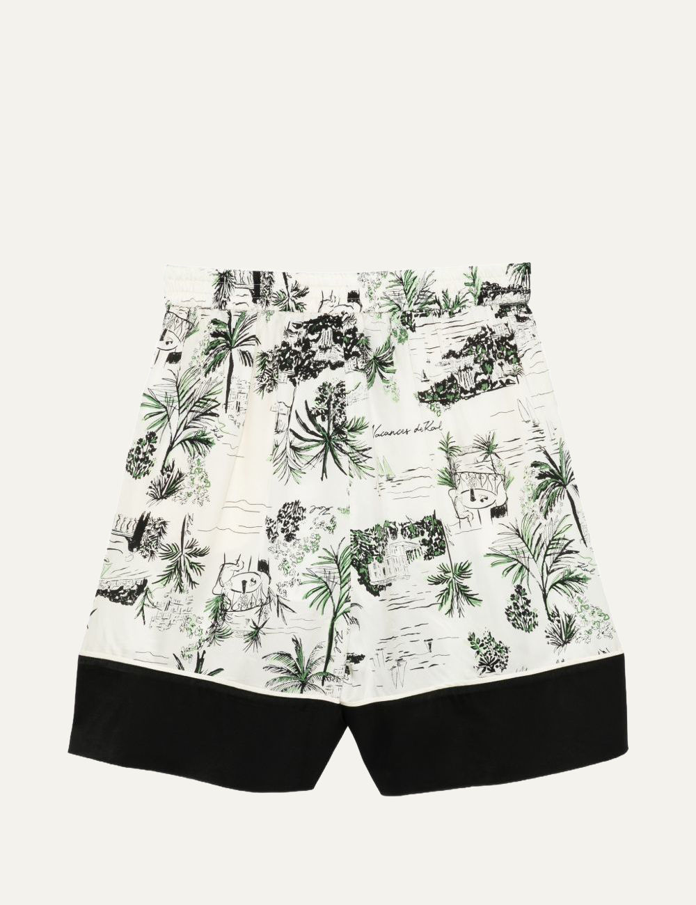 Karl Lagerfeld B2W10027 printed pj shorts vacancedekarl black elastic waist back view