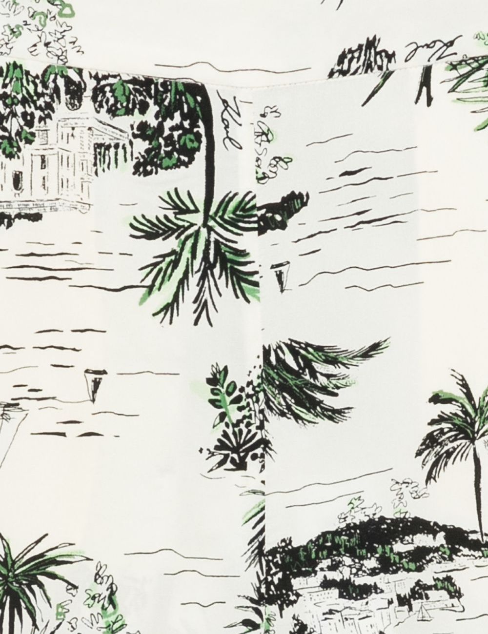 Karl Lagerfeld B2W10027 printed pj shorts vacancedekarl black elastic waist front detail view