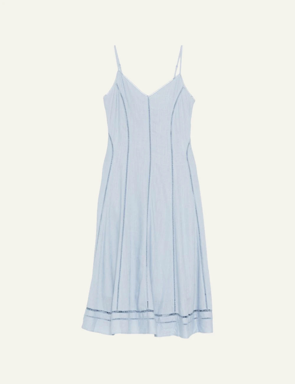 Karl Lagerfeld B2W13019 midi dress kentucky blue embroidery detail v neck front view