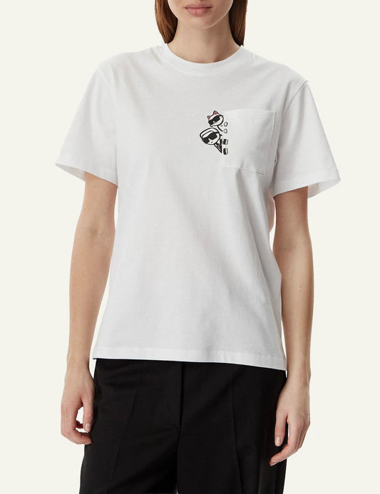 Karl Lagerfeld ikon peek a boo pocket t shirt white front model