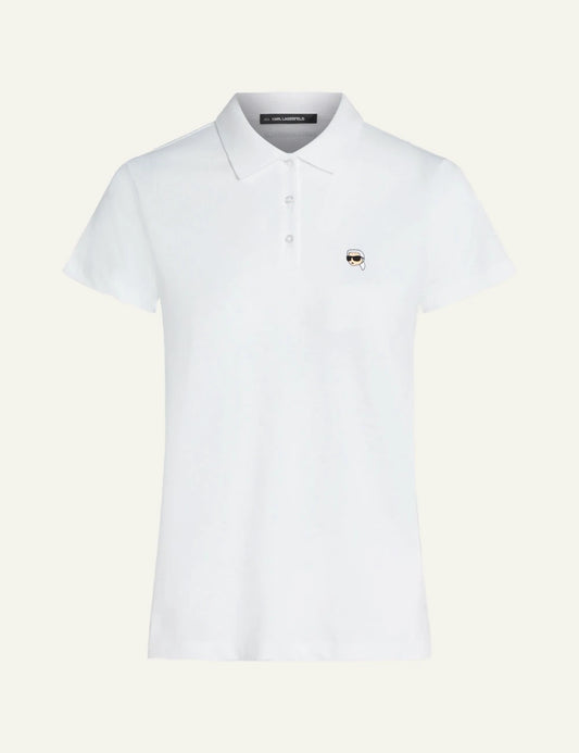 Karl Lagerfeld ikon pique polo white short sleeve front