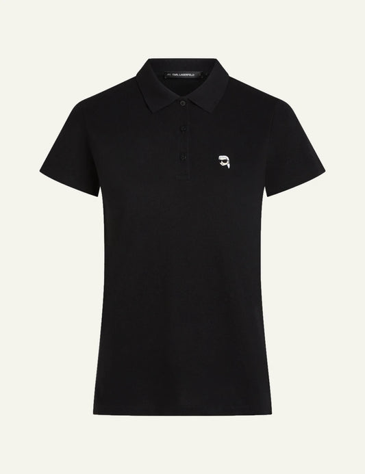 Karl Lagerfeld ikon pique polo black short sleeve front