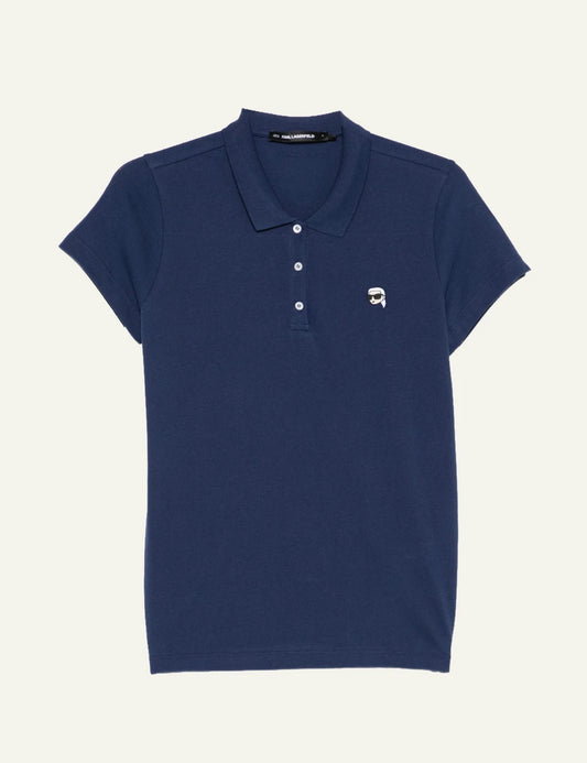 Karl Lagerfeld ikon pique polo blue short sleeve front