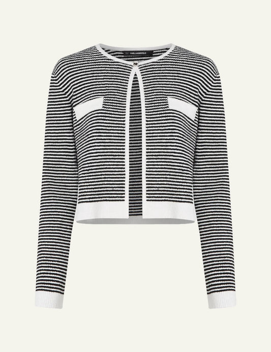 Karl Lagerfeld ikon striped knit cardigan black white front open
