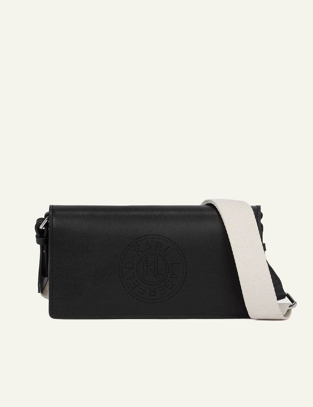 Karl Lagerfeld B2W30273 k circle mini flap crossbody black nickel front