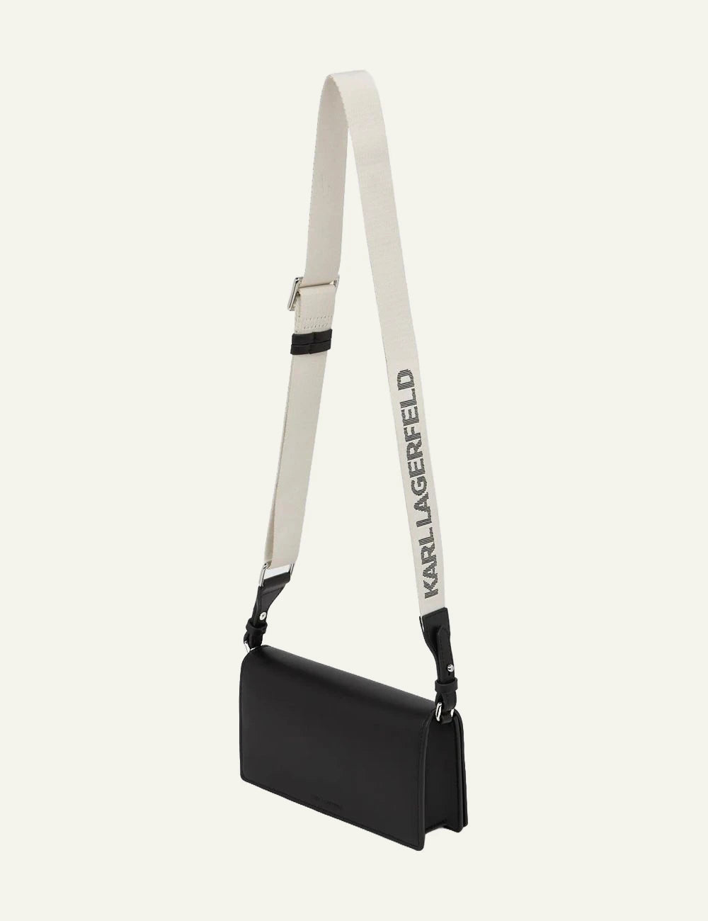 Karl Lagerfeld B2W30273 k circle mini flap crossbody black nickel side