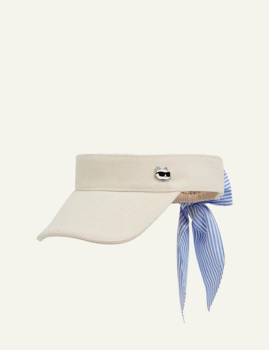 Karl Lagerfeld B2W33056 Ikon Choupette visor natural with striped ties front