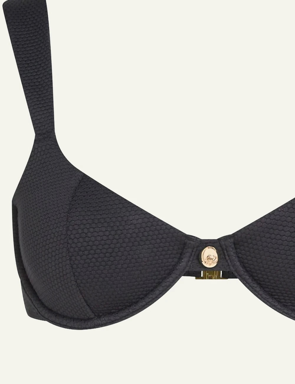 Karl Lagerfeld hotel karl underwire bikini top black textured front detail view